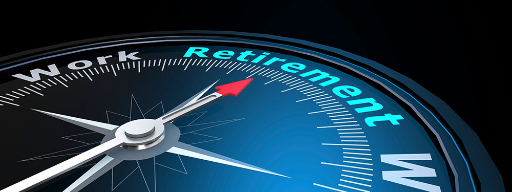 Compass pointing at retirement