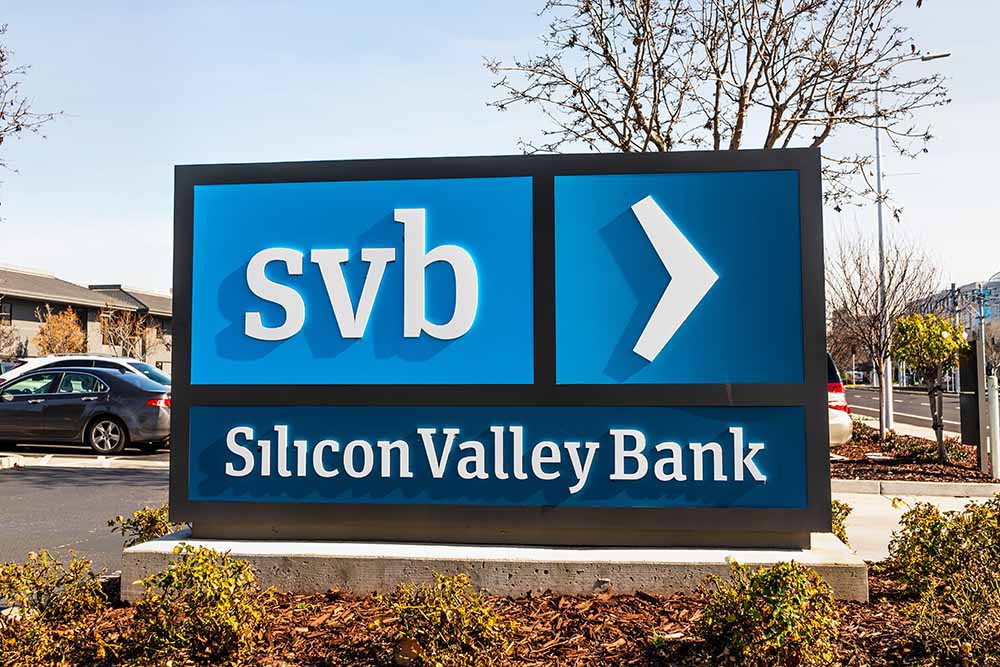 Silicon Valley Bank sign.